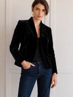J.Crew 365 Going Out Black Stretch Velvet Blazer Women’s 4